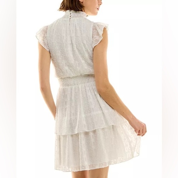 BCX Juniors' Swiss-Dot Dress,New off white Short sleeves Smocked neckline Large - Picture 4 of 12